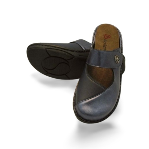 Klapki BERKEMANN 03457-371 Heliane niebieskie,skóra licowa/strecz