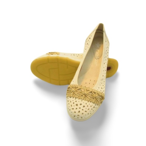 Balerina Rieker L3062-80 białe,skóra ekologiczna