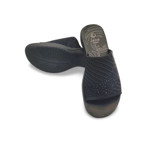 Klapki,Jana Coshy 8-27262-44 001 czarne,tekstylne