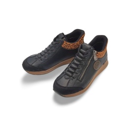 Półbut Rieker N1457-00 czarne panterka