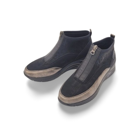 Botki Rieker N9362-01 czarno-srebrne