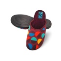 Kapcie Adanex 29224 bordowe+kolorowe kółka,tekstylne