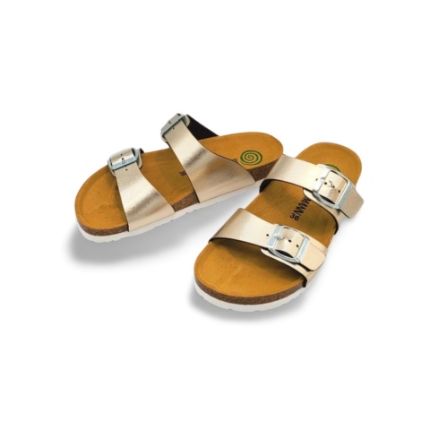 Klapki Dr. Brinkmann 701394 82 złote,skóra naturalna/ekologiczna