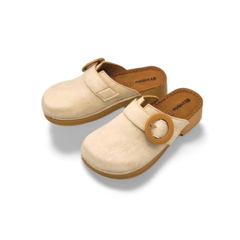 Klapki INBLU TF000001 002 beżowe,skóra naturalna/ekologiczna