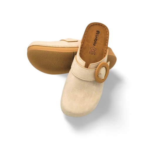 Klapki INBLU TF000001 002 beżowe,skóra naturalna/ekologiczna