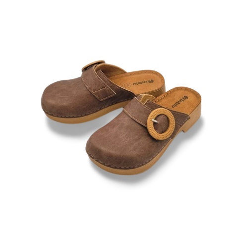 Klapki INBLU TF000001 012 brązowe,skóra naturalna/ekologiczna