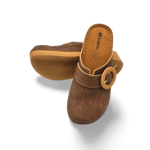 Klapki INBLU TF000001 012 brązowe,skóra naturalna/ekologiczna