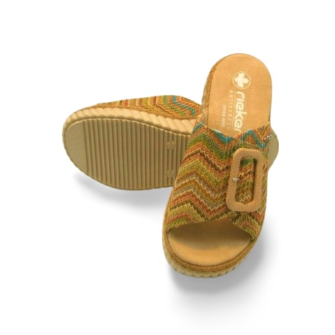 Klapki Rieker 69253-91 kolorowe,tekstylne