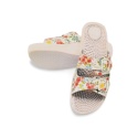 Klapki SANITAL FLEX KF-02 białe/kolorowe kwiatki,skóra ekologiczna