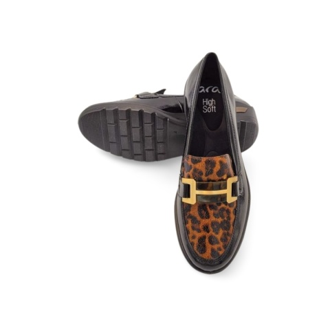 Mokasyny ARA 50609-11 czarne lakier panterka