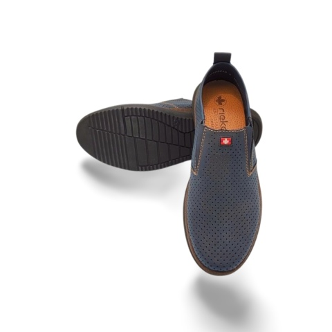 Półbuty Rieker 10452-14 granatowe,skóra nubukowa