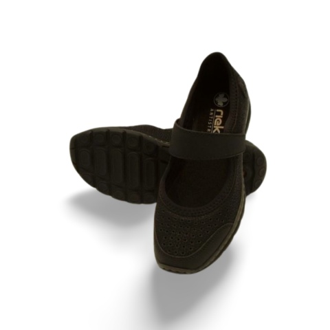 Półbuty Rieker L32B5-00 czarne,skóra ekologiczna