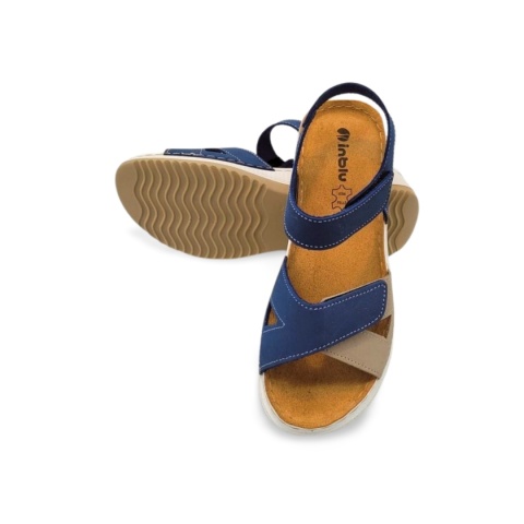 Sandały INBLU SD0001KU 028 granatowe,skóra nubukowa