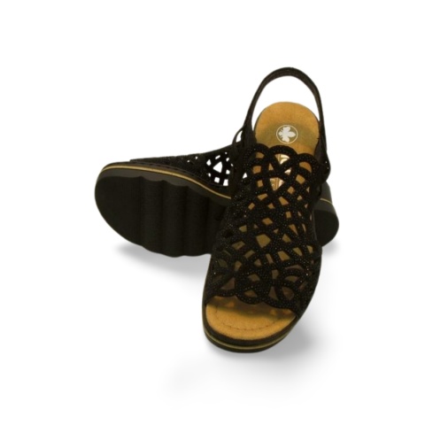 Sandały Rieker 67465-00 czarne,skóra ekologiczna