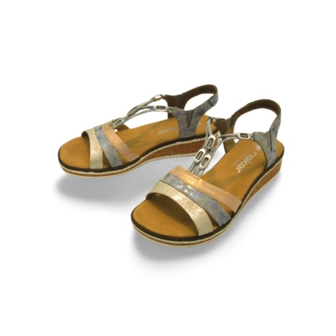 Sandały Rieker V36G4-40 szare/srebrne/różowe