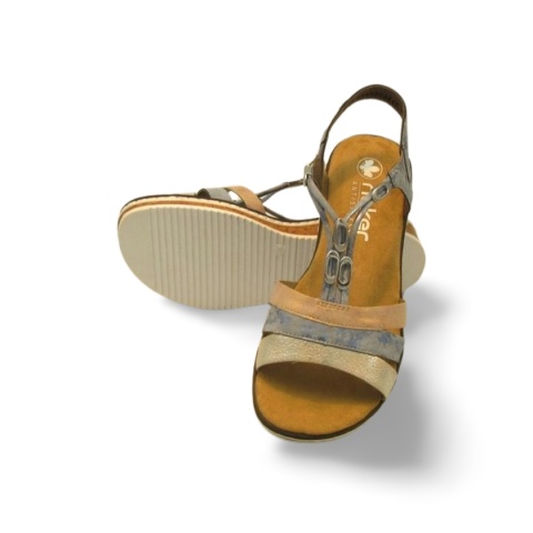 Sandały Rieker V36G4-40 szare/srebrne/różowe