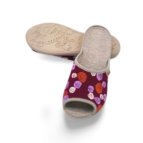 Kapcie BEFADO 255D002 Viki bordo/kolorowe kółka