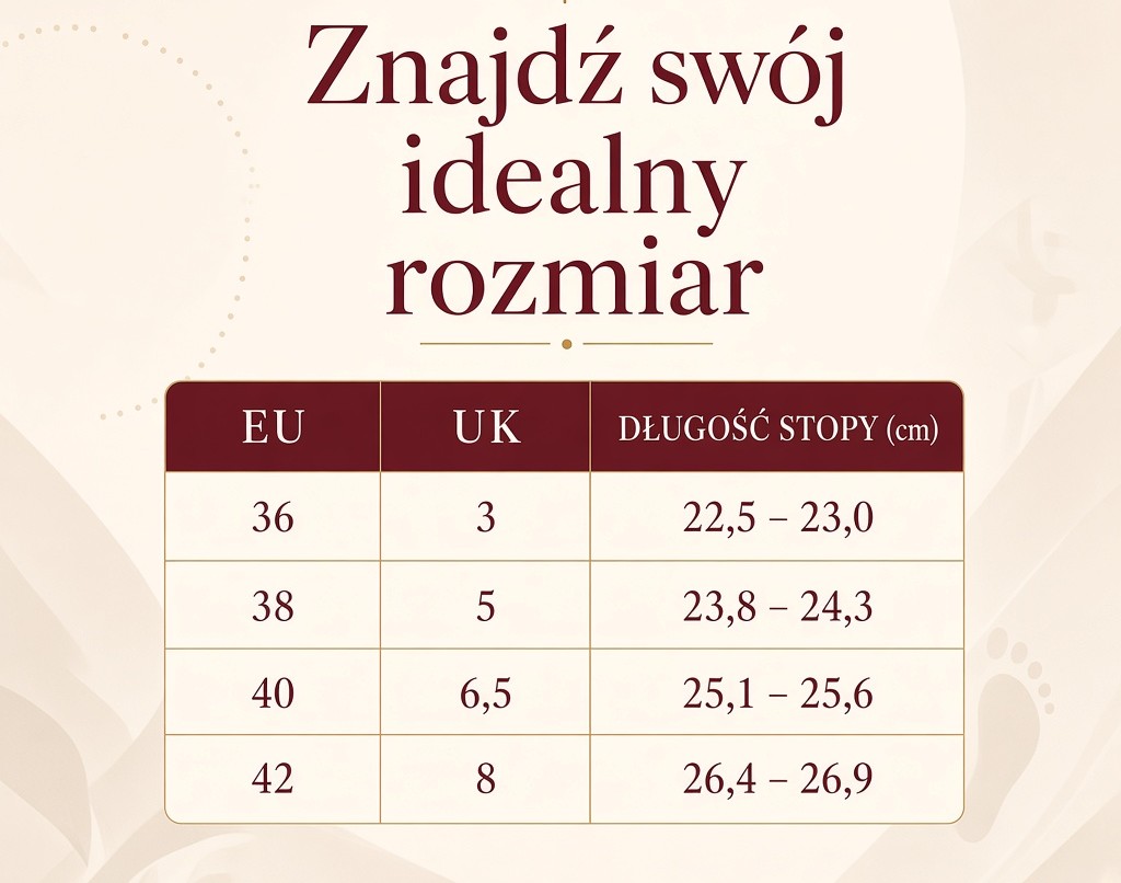 Tabela rozmiarów obuwia